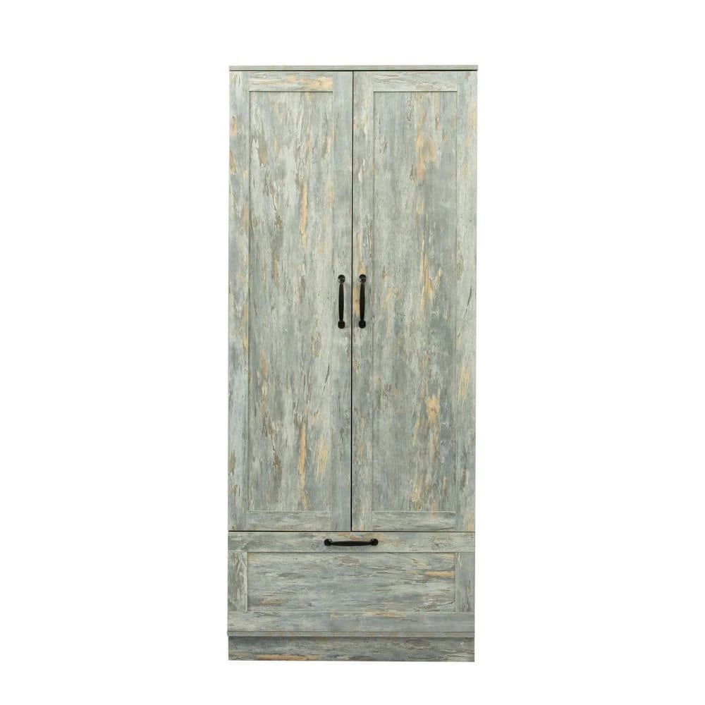29.53 in. x 21.65 in. x 70.87 in. Grey Wood Wardrobe Armoires Kitchen Storage Cabinet with 2-Doors and 1-Drawer by sumyeg 3 29.53 in. x 21.65 in. x 70.87 in. Grey Wood Wardrobe Armoires Kitchen Storage Cabinet with 2-Doors and 1-Drawer by sumyeg