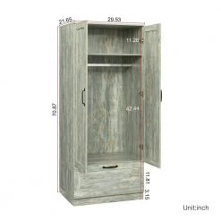 29.53 in. x 21.65 in. x 70.87 in. Grey Wood Wardrobe Armoires Kitchen Storage Cabinet with 2-Doors and 1-Drawer by sumyeg 23 29.53 in. x 21.65 in. x 70.87 in. Grey Wood Wardrobe Armoires Kitchen Storage Cabinet with 2-Doors and 1-Drawer by sumyeg -Cheap sumyeg Store gray sumyeg armoires wardrobes sg 331jfs089 fa 1000