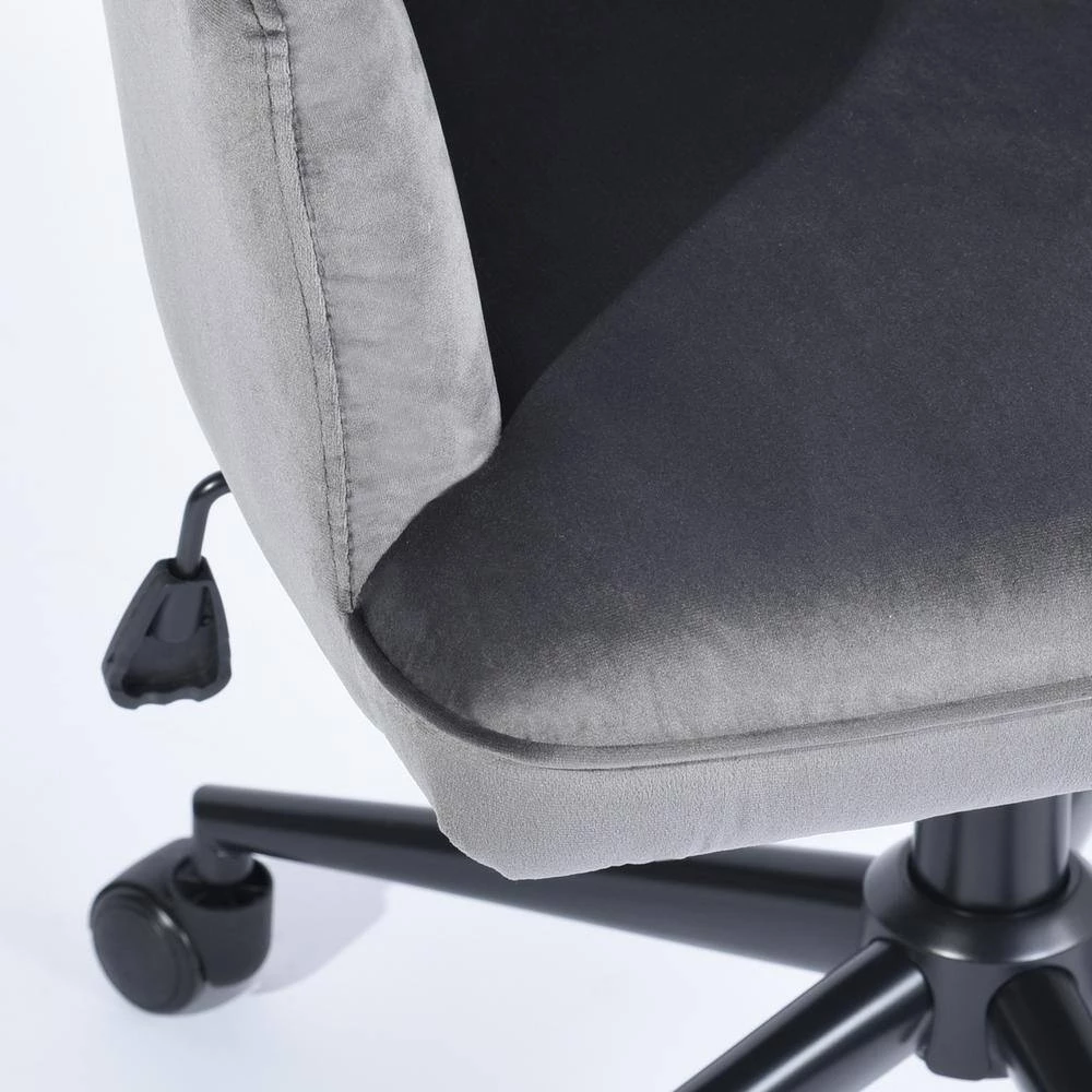 Gray Velvet Executive Chair Swivel Arm Chair Adjustable Height Office and Desk Chair by sumyeg 7 Gray Velvet Executive Chair Swivel Arm Chair Adjustable Height Office and Desk Chair by sumyeg - Image 5