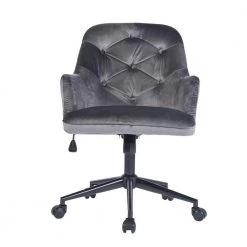 Gray Velvet Executive Chair Swivel Arm Chair Adjustable Height Office and Desk Chair by sumyeg