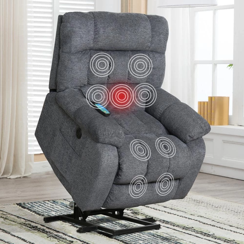 Classic 38.2 in. Gray Power Recline and Lift Massage Chair Sofa with Heating by sumyeg 4 Classic 38.2 in. Gray Power Recline and Lift Massage Chair Sofa with Heating by sumyeg - Image 2