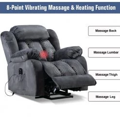 Ergonomic Gray Corduroy Massage Chair Recliner with heating and vibration function by sumyeg 13 Ergonomic Gray Corduroy Massage Chair Recliner with heating and vibration function by sumyeg -Cheap sumyeg Store gray sumyeg massage chairs sum zyrl041gy 4f 1000