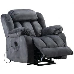 Ergonomic Gray Corduroy Massage Chair Recliner with heating and vibration function by sumyeg
