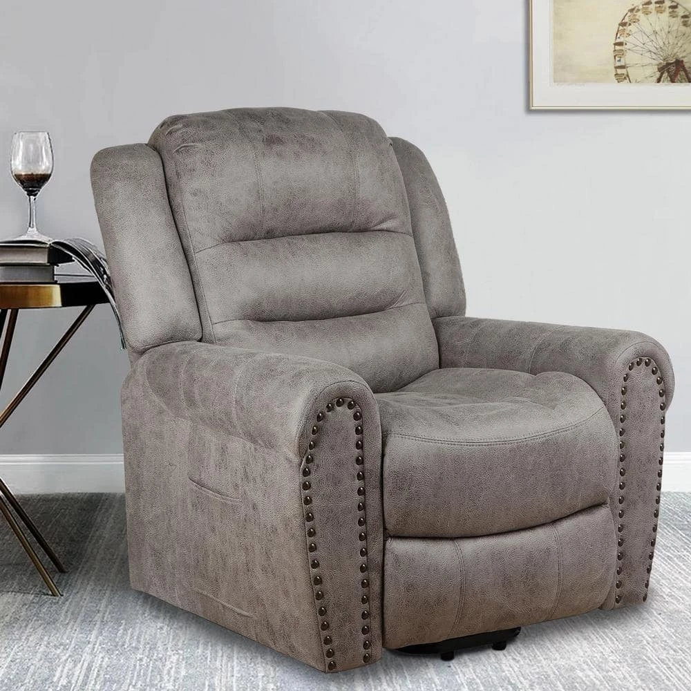 37.4 in. W Gray Power Lift Assist Recliner Massage Recliner with Side Pockets by sumyeg 9 37.4 in. W Gray Power Lift Assist Recliner Massage Recliner with Side Pockets by sumyeg - Image 7