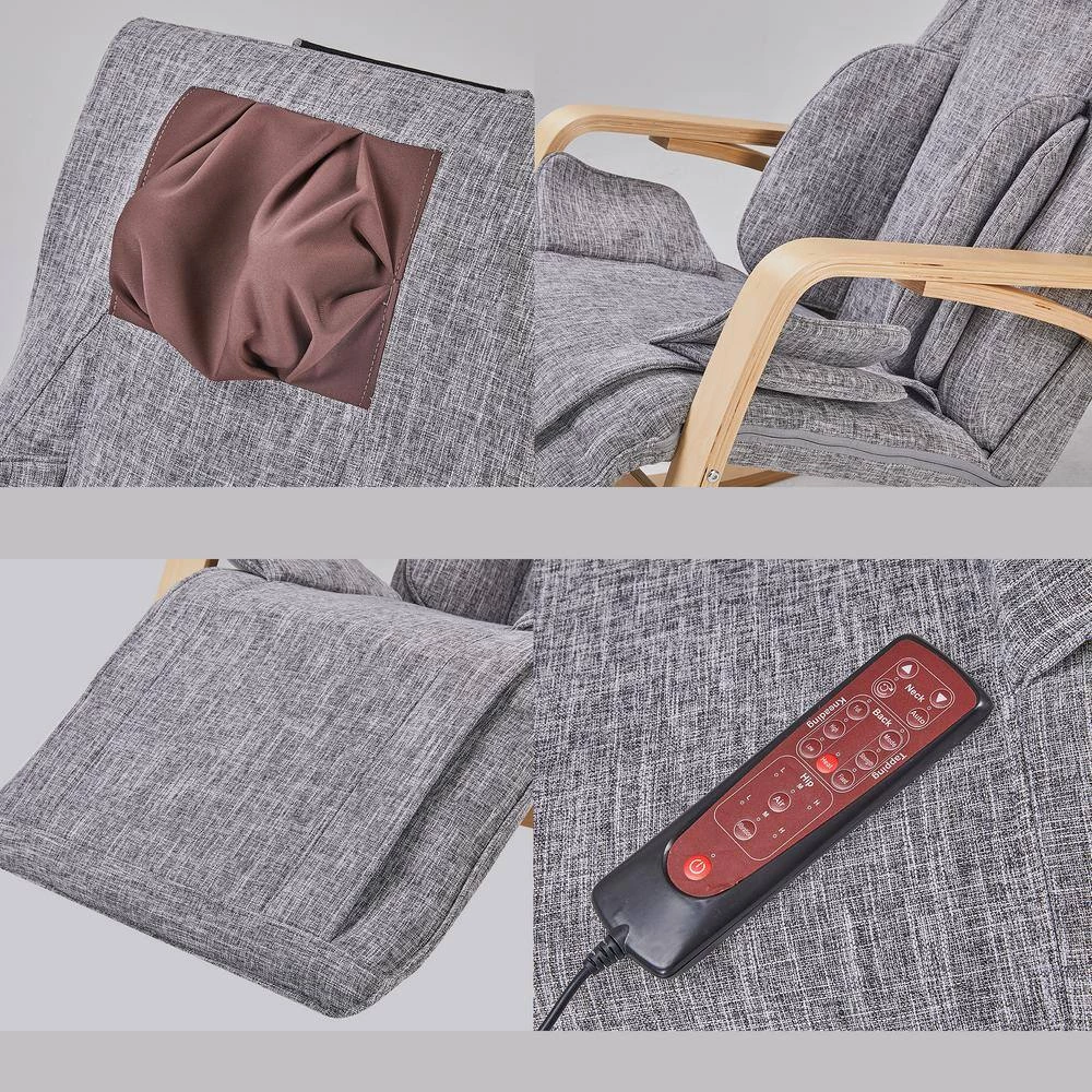 Gray Functional Linen Massage Chair Rocking Chair Lounge Chair With Cotton Fabric Cushion by sumyeg 5 Gray Functional Linen Massage Chair Rocking Chair Lounge Chair With Cotton Fabric Cushion by sumyeg - Image 4