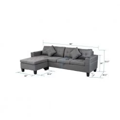 Modern 30.5 in. 4-Seater L Shaped Left or Right Facing Chaise Lounge Fabric Sectional Sofa Set in Gray With Cup Holder by sumyeg 14 Modern 30.5 in. 4-Seater L Shaped Left or Right Facing Chaise Lounge Fabric Sectional Sofa Set in Gray With Cup Holder by sumyeg -Cheap sumyeg Store gray sumyeg sectional sofas sy w03006 44 1000