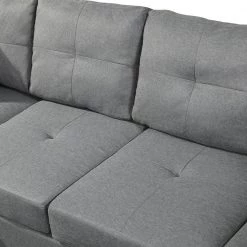 79.6 in. Width 3-Piece Linen Left Facing Loveseat Sectional Sofa in Gray With Ottoman by sumyeg 16 79.6 in. Width 3-Piece Linen Left Facing Loveseat Sectional Sofa in Gray With Ottoman by sumyeg -Cheap sumyeg Store gray sumyeg sectional sofas sy w03031 4f 1000