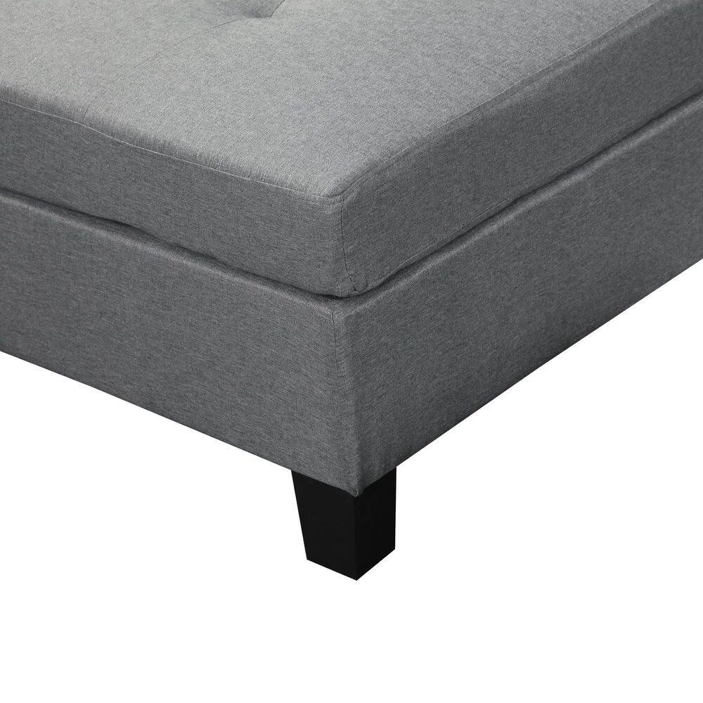 79.6 in. Width 3-Piece Linen Left Facing Loveseat Sectional Sofa in Gray With Ottoman by sumyeg 5 79.6 in. Width 3-Piece Linen Left Facing Loveseat Sectional Sofa in Gray With Ottoman by sumyeg - Image 3