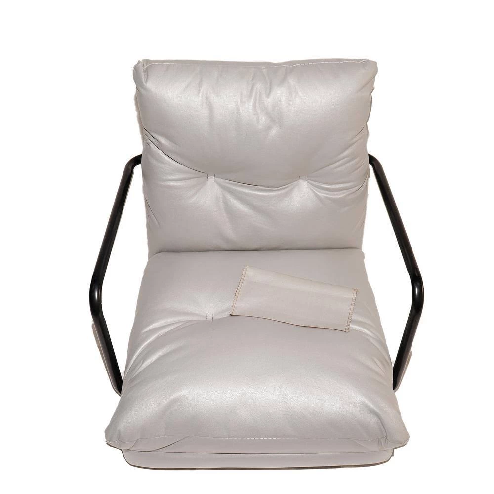 Gray Leather 360° Swivel Upholstered Office Chair Task Chair With Rollers by sumyeg 5 Gray Leather 360° Swivel Upholstered Office Chair Task Chair With Rollers by sumyeg - Image 3