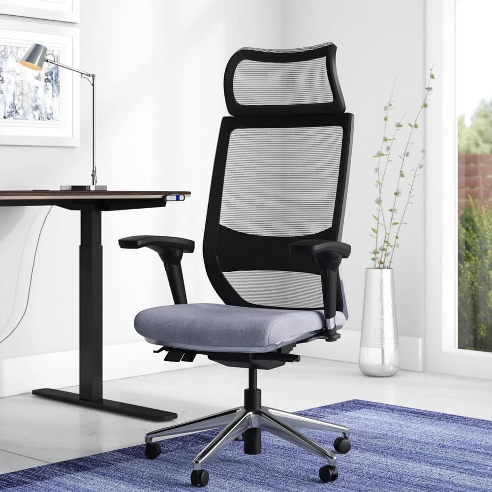 Home Office Mesh Medium Back Ergonomic Executive Chair with Adjustable Arms & Fixed Headrest, Grey by Nyhus 7 Home Office Mesh Medium Back Ergonomic Executive Chair with Adjustable Arms & Fixed Headrest, Grey by Nyhus - Image 5
