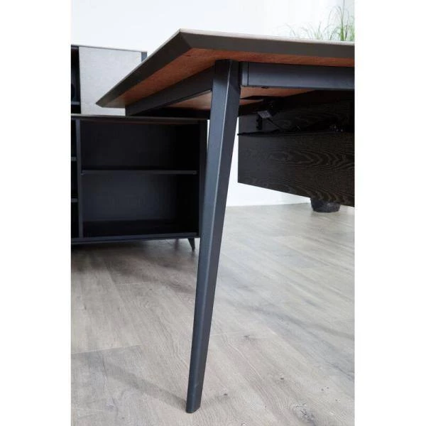 52 in. x 30 in. Grey Ash / Black Metal Legs Home Office Executive Desk with Power Grommets by Nyhus 6 52 in. x 30 in. Grey Ash / Black Metal Legs Home Office Executive Desk with Power Grommets by Nyhus - Image 4