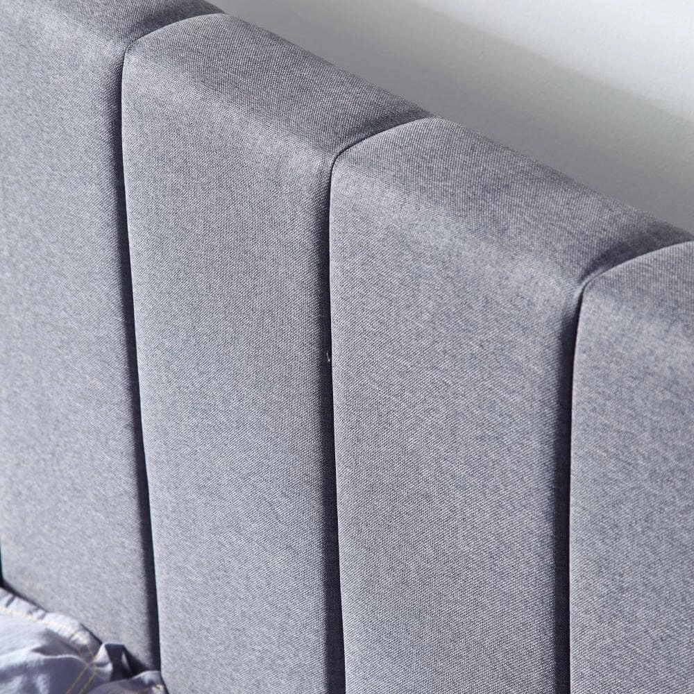 Gray Wood Frame Bed Frame Queen Platform Bed with Wingback Headboard and Slats by sumyeg 7 Gray Wood Frame Bed Frame Queen Platform Bed with Wingback Headboard and Slats by sumyeg - Image 5