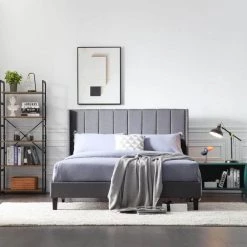 Modern Grey Wood Queen Platform Bed Frame Set Bed Base with Beds Headboard and Wings and Slats by sumyeg 15 Modern Grey Wood Queen Platform Bed Frame Set Bed Base with Beds Headboard and Wings and Slats by sumyeg -Cheap sumyeg Store grey sumyeg platform beds sy 22jtfw 31 1000