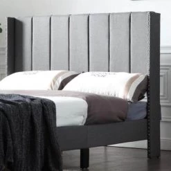 Gray Wood Frame Bed Frame Set Full Platform Bed with Wingback Headboard and Slats by sumyeg 11 Gray Wood Frame Bed Frame Set Full Platform Bed with Wingback Headboard and Slats by sumyeg -Cheap sumyeg Store grey sumyeg platform beds sy 24jtfw 1 4f 1000