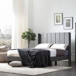 Standard Grey Full Size Metal and Wood Platform Bed Frame Set Bed Base with Upholstered Headboard by sumyeg 13 Standard Grey Full Size Metal and Wood Platform Bed Frame Set Bed Base with Upholstered Headboard by sumyeg -Cheap sumyeg Store grey sumyeg platform beds sy 24jtfw 31 1000