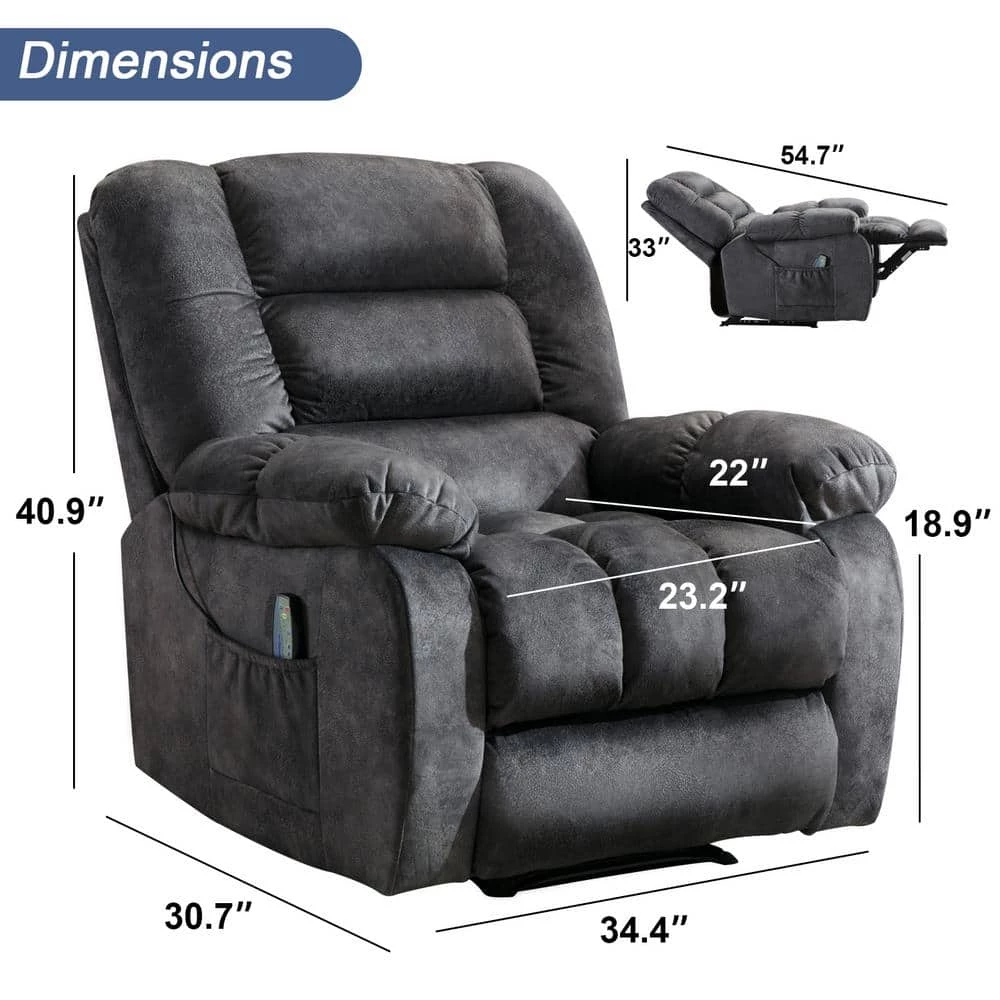 Classic Grey Microfiber Massage Recliner Chair Sofa Home Theater Seating with Heat and Vibration by sumyeg 7 Classic Grey Microfiber Massage Recliner Chair Sofa Home Theater Seating with Heat and Vibration by sumyeg - Image 5