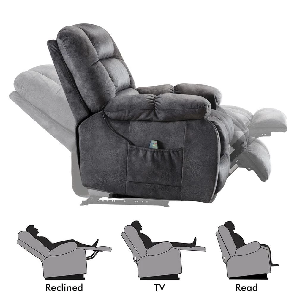 Classic Grey Microfiber Massage Recliner Chair Sofa Home Theater Seating with Heat and Vibration by sumyeg 5 Classic Grey Microfiber Massage Recliner Chair Sofa Home Theater Seating with Heat and Vibration by sumyeg - Image 3