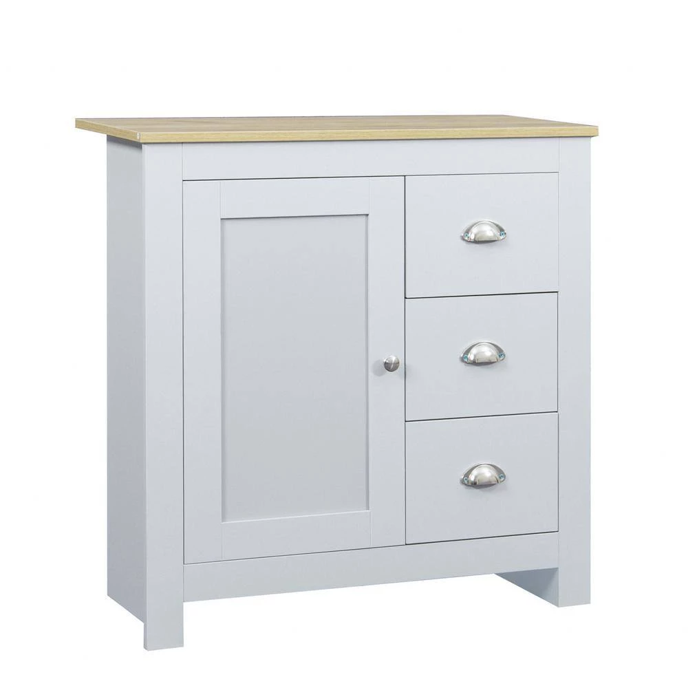 Grey Wooden Buffet Cabinet Sideboard Storage Console with 1-Door and 3-Drawers by sumyeg 5 Grey Wooden Buffet Cabinet Sideboard Storage Console with 1-Door and 3-Drawers by sumyeg - Image 3