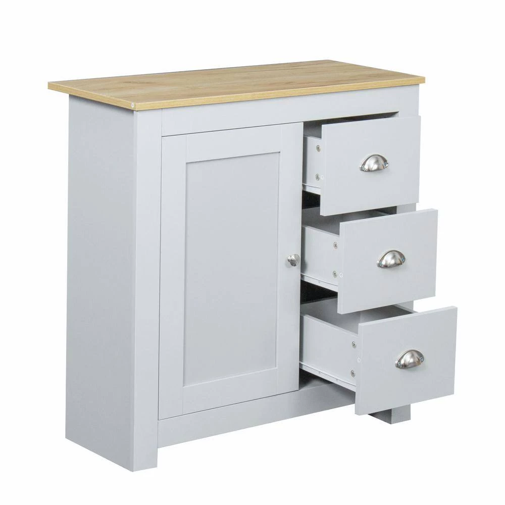 Grey Wooden Buffet Cabinet Sideboard Storage Console with 1-Door and 3-Drawers by sumyeg 9 Grey Wooden Buffet Cabinet Sideboard Storage Console with 1-Door and 3-Drawers by sumyeg - Image 7