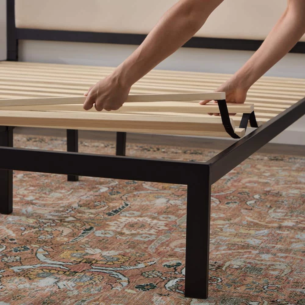 Molly 60 in. W Ivory Queen Metal Frame with Rounded Upholstered Platform Bed by Brookside 13 Molly 60 in. W Ivory Queen Metal Frame with Rounded Upholstered Platform Bed by Brookside - Image 11