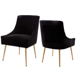 Light Blue Velvet Accent Arm Chair Side Chair Dining Chair with Gold Legs (Set of 2) by sumyeg