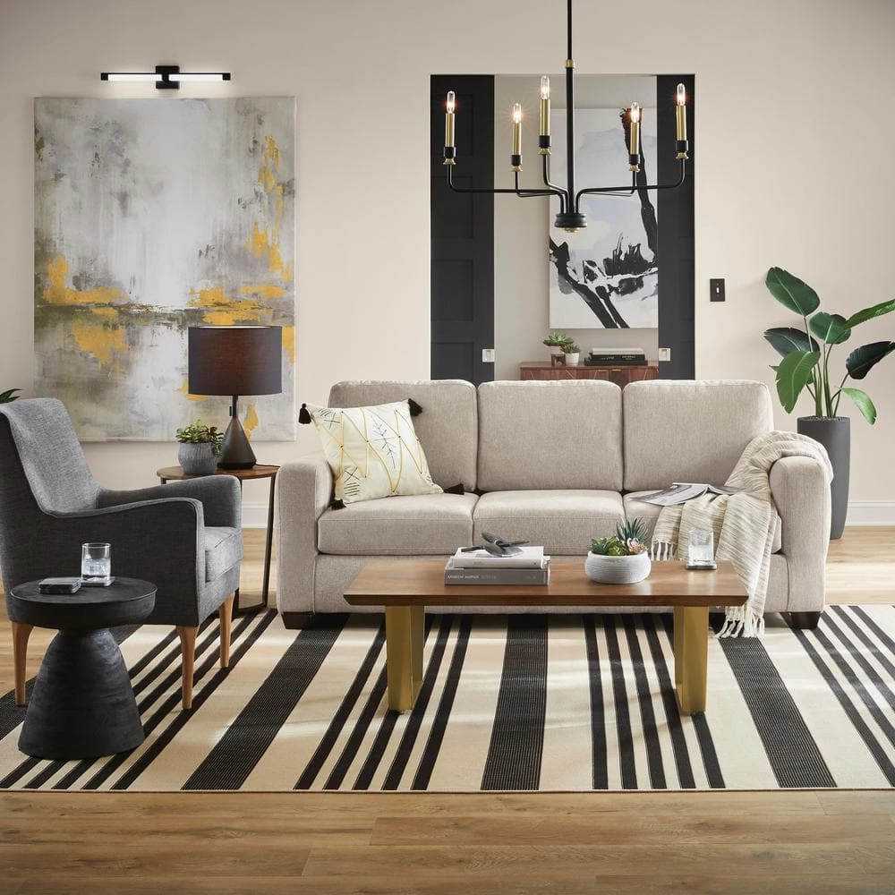 Shay 83 in. Light Brown Polyester Upholstered 3-Seater Track Arm Sofa with Square Arms by Brookside 7 Shay 83 in. Light Brown Polyester Upholstered 3-Seater Track Arm Sofa with Square Arms by Brookside - Image 5