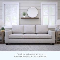 Shay 83 in. Light Brown Polyester Upholstered 3-Seater Track Arm Sofa with Square Arms by Brookside 26 Shay 83 in. Light Brown Polyester Upholstered 3-Seater Track Arm Sofa with Square Arms by Brookside -Cheap sumyeg Store light brown sofa brookside loveseats bs0001sof00lb 1f 1000