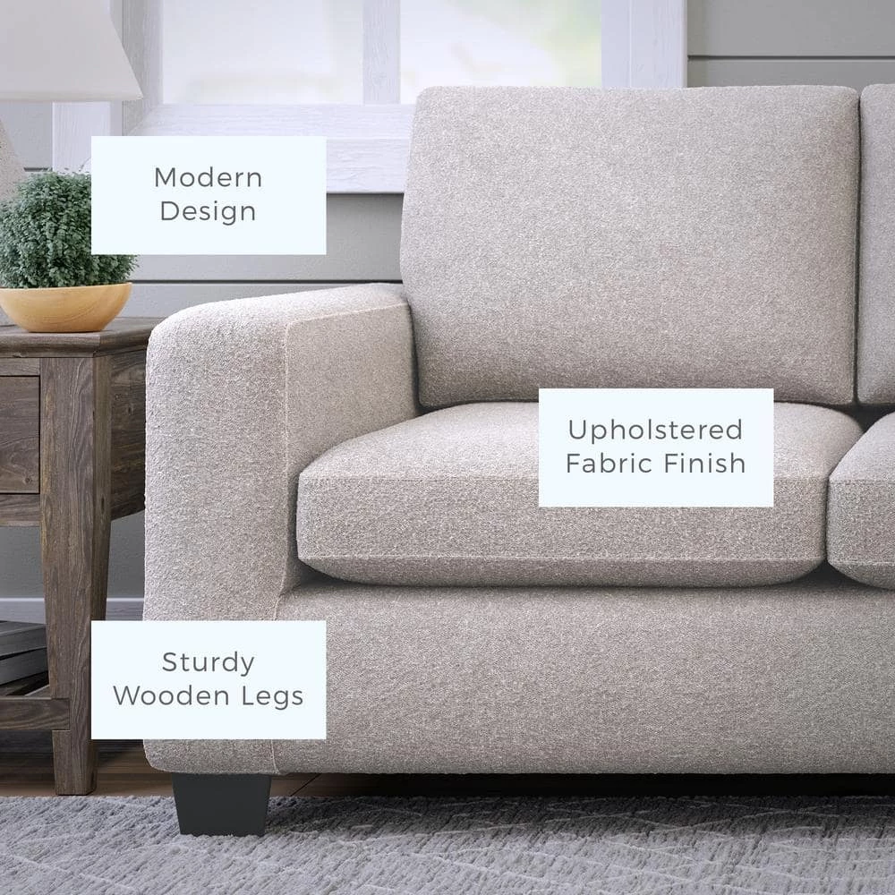 Shay 83 in. Light Brown Polyester Upholstered 3-Seater Track Arm Sofa with Square Arms by Brookside 11 Shay 83 in. Light Brown Polyester Upholstered 3-Seater Track Arm Sofa with Square Arms by Brookside - Image 9