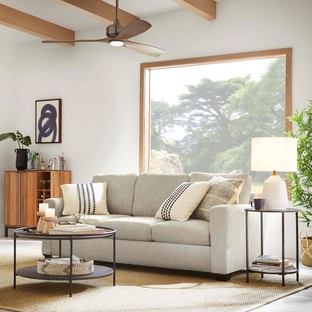 Shay 83 in. Light Brown Polyester Upholstered 3-Seater Track Arm Sofa with Square Arms by Brookside 9 Shay 83 in. Light Brown Polyester Upholstered 3-Seater Track Arm Sofa with Square Arms by Brookside - Image 7