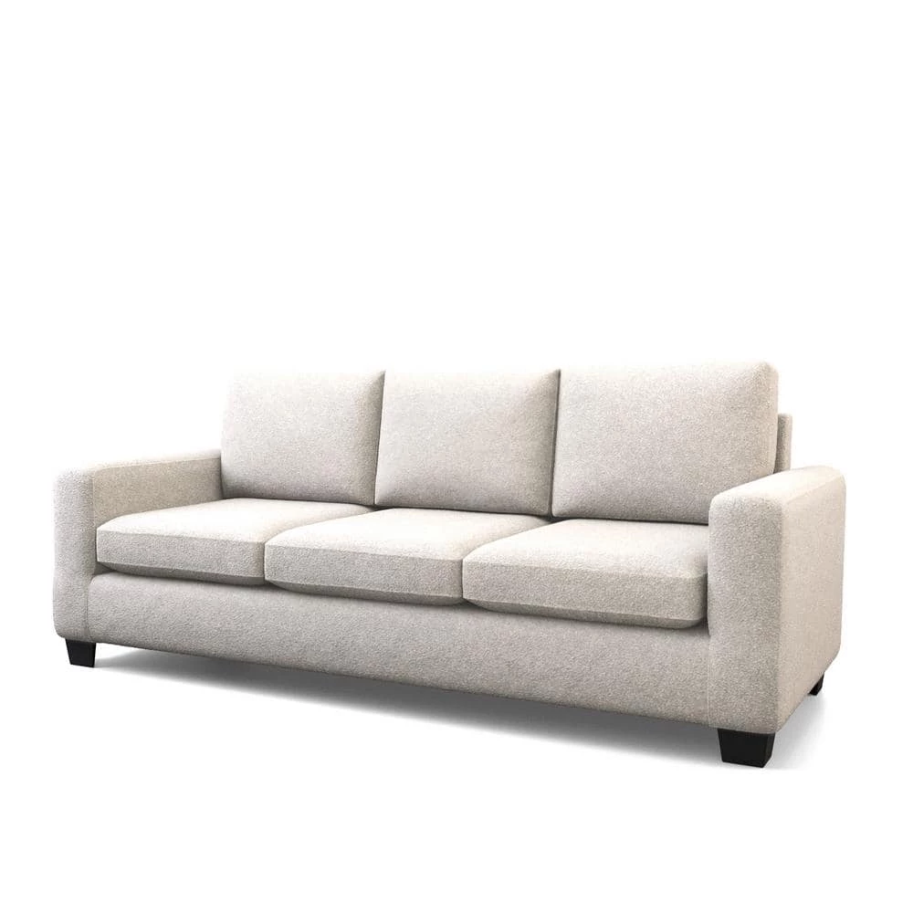 Shay 83 in. Light Brown Polyester Upholstered 3-Seater Track Arm Sofa with Square Arms by Brookside 4 Shay 83 in. Light Brown Polyester Upholstered 3-Seater Track Arm Sofa with Square Arms by Brookside - Image 2