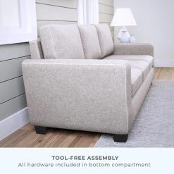 Shay 83 in. Light Brown Polyester Upholstered 3-Seater Track Arm Sofa with Square Arms by Brookside 28 Shay 83 in. Light Brown Polyester Upholstered 3-Seater Track Arm Sofa with Square Arms by Brookside -Cheap sumyeg Store light brown sofa brookside loveseats bs0001sof00lb fa 1000