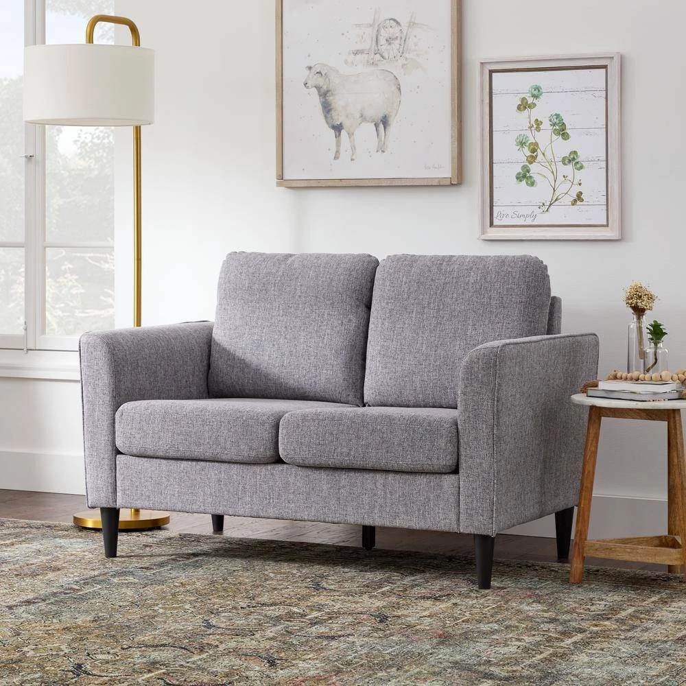 Clara 52 in. Light Gray Polyester Upholstered 2-Seater Curved Arm Loveseat by Brookside 12 Clara 52 in. Light Gray Polyester Upholstered 2-Seater Curved Arm Loveseat by Brookside - Image 10