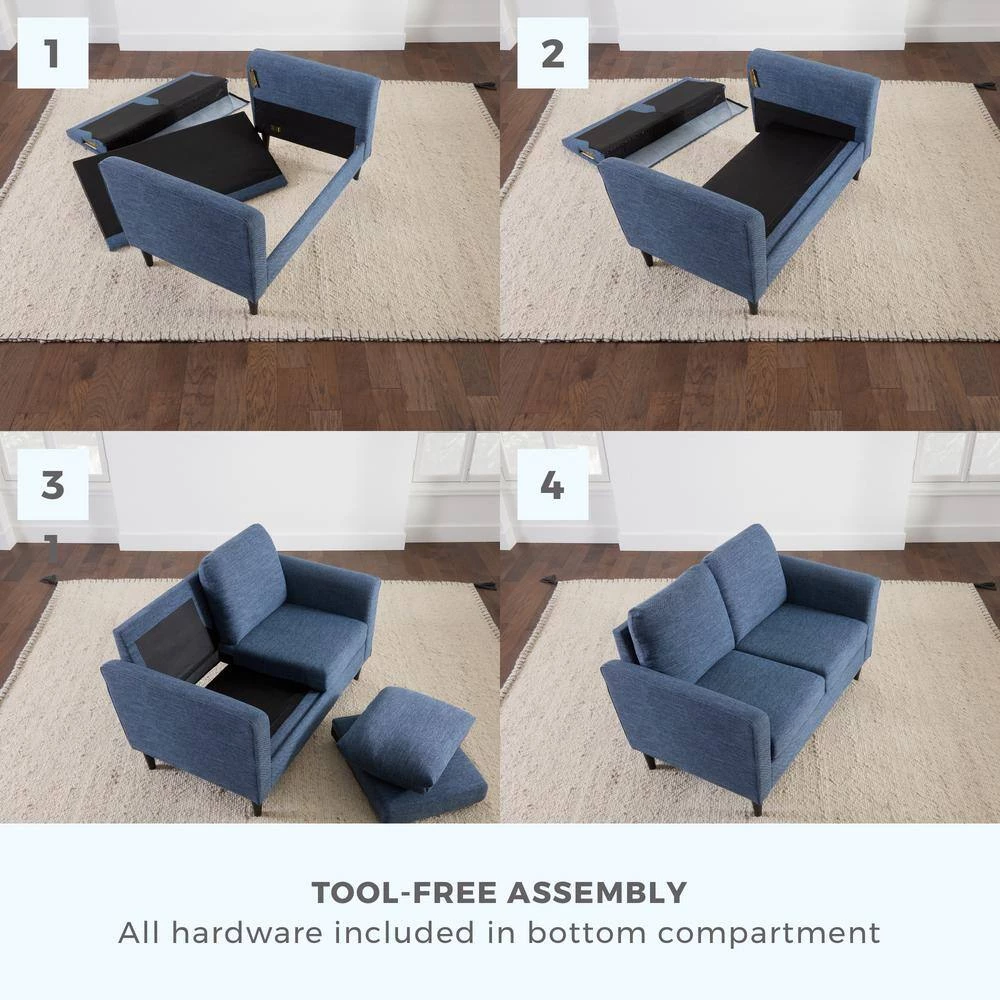 Clara 52 in. Light Gray Polyester Upholstered 2-Seater Curved Arm Loveseat by Brookside 9 Clara 52 in. Light Gray Polyester Upholstered 2-Seater Curved Arm Loveseat by Brookside - Image 7