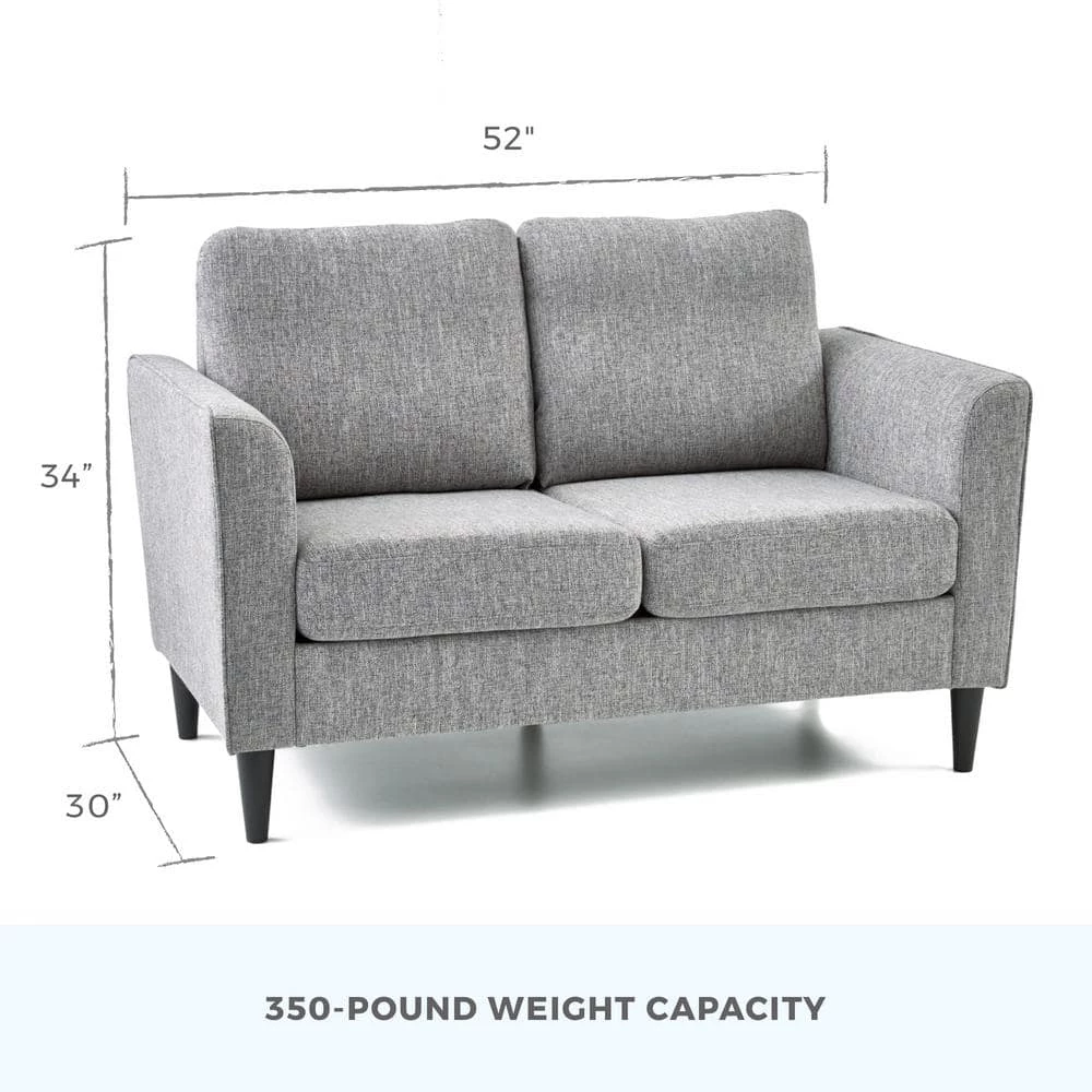 Clara 52 in. Light Gray Polyester Upholstered 2-Seater Curved Arm Loveseat by Brookside 7 Clara 52 in. Light Gray Polyester Upholstered 2-Seater Curved Arm Loveseat by Brookside - Image 5