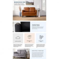 Clara 52 in. Light Gray Polyester Upholstered 2-Seater Curved Arm Loveseat by Brookside 14 Clara 52 in. Light Gray Polyester Upholstered 2-Seater Curved Arm Loveseat by Brookside -Cheap sumyeg Store light gray brookside loveseats bs0009lvs00gr 66 1000