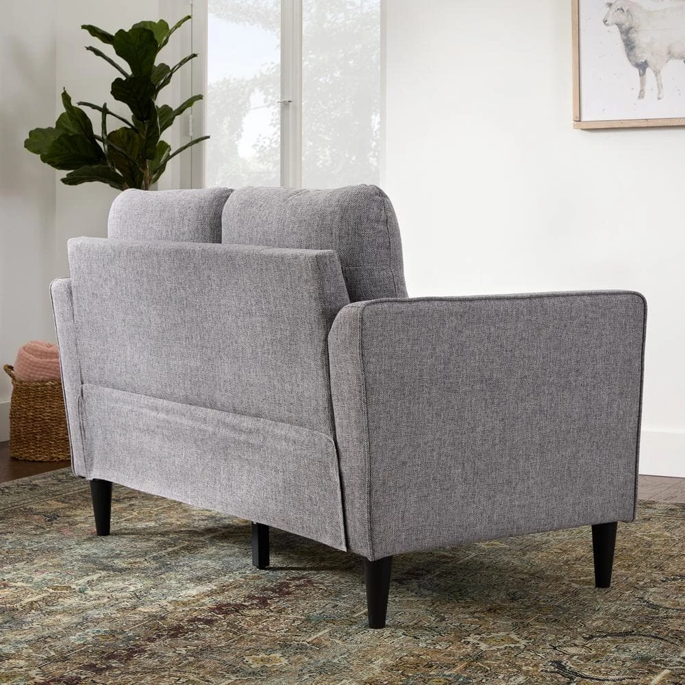 Clara 52 in. Light Gray Polyester Upholstered 2-Seater Curved Arm Loveseat by Brookside 6 Clara 52 in. Light Gray Polyester Upholstered 2-Seater Curved Arm Loveseat by Brookside - Image 4