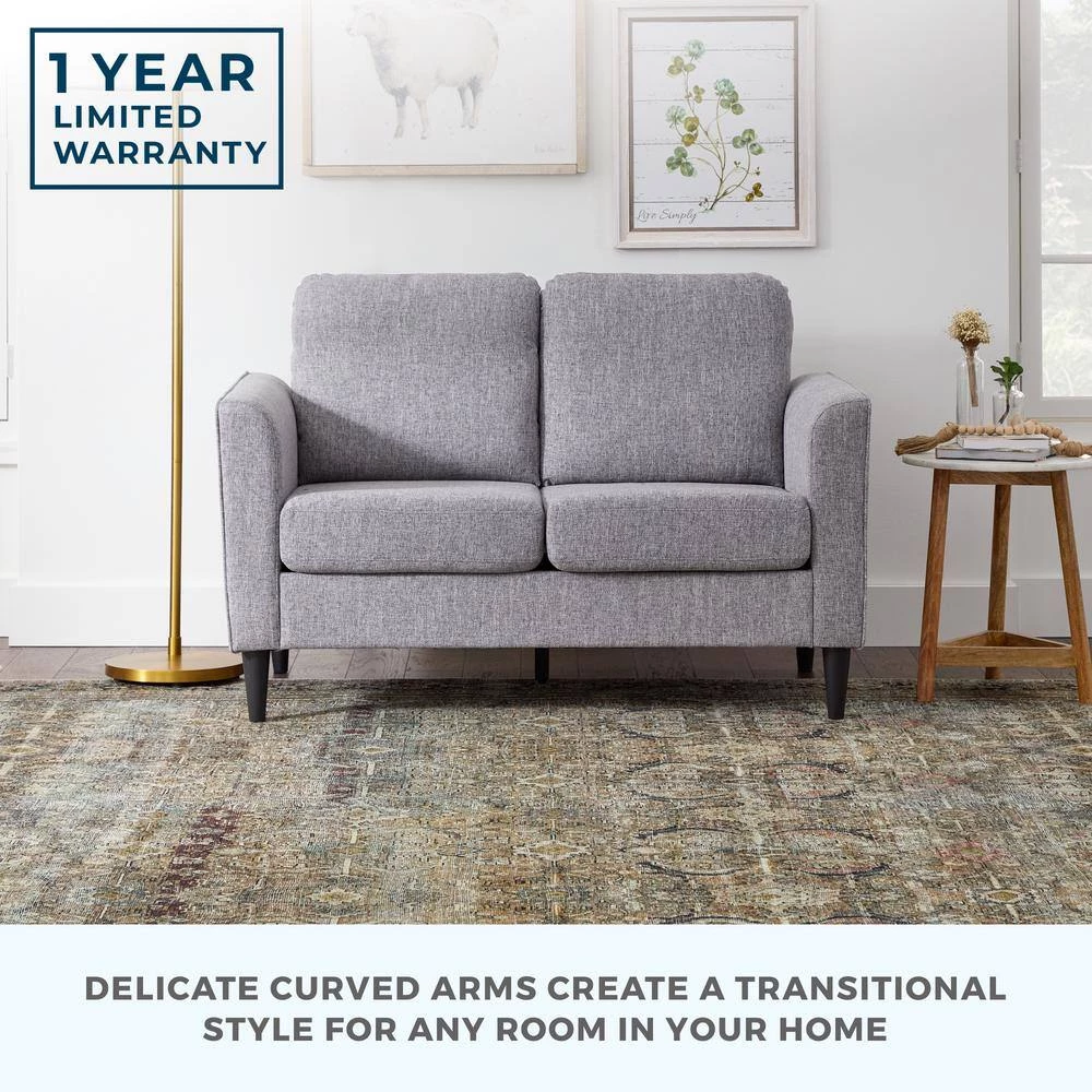 Clara 52 in. Light Gray Polyester Upholstered 2-Seater Curved Arm Loveseat by Brookside 10 Clara 52 in. Light Gray Polyester Upholstered 2-Seater Curved Arm Loveseat by Brookside - Image 8