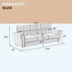 79.90 in. W Square Arm Linen Upholstered 3-Seat Straight Sofa in Light Gray by Polibi 15 79.90 in. W Square Arm Linen Upholstered 3-Seat Straight Sofa in Light Gray by Polibi -Cheap sumyeg Store light gray polibi sofas couches rs 799wls 40 1000