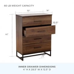 Eleanor 4-Drawer Medium Walnut Contemporary Dresser 42 in. H x 32 in. W x 16 in. L by Brookside 14 Eleanor 4-Drawer Medium Walnut Contemporary Dresser 42 in. H x 32 in. W x 16 in. L by Brookside -Cheap sumyeg Store medium walnut brookside dressers bs0004dr400mw 40 1000