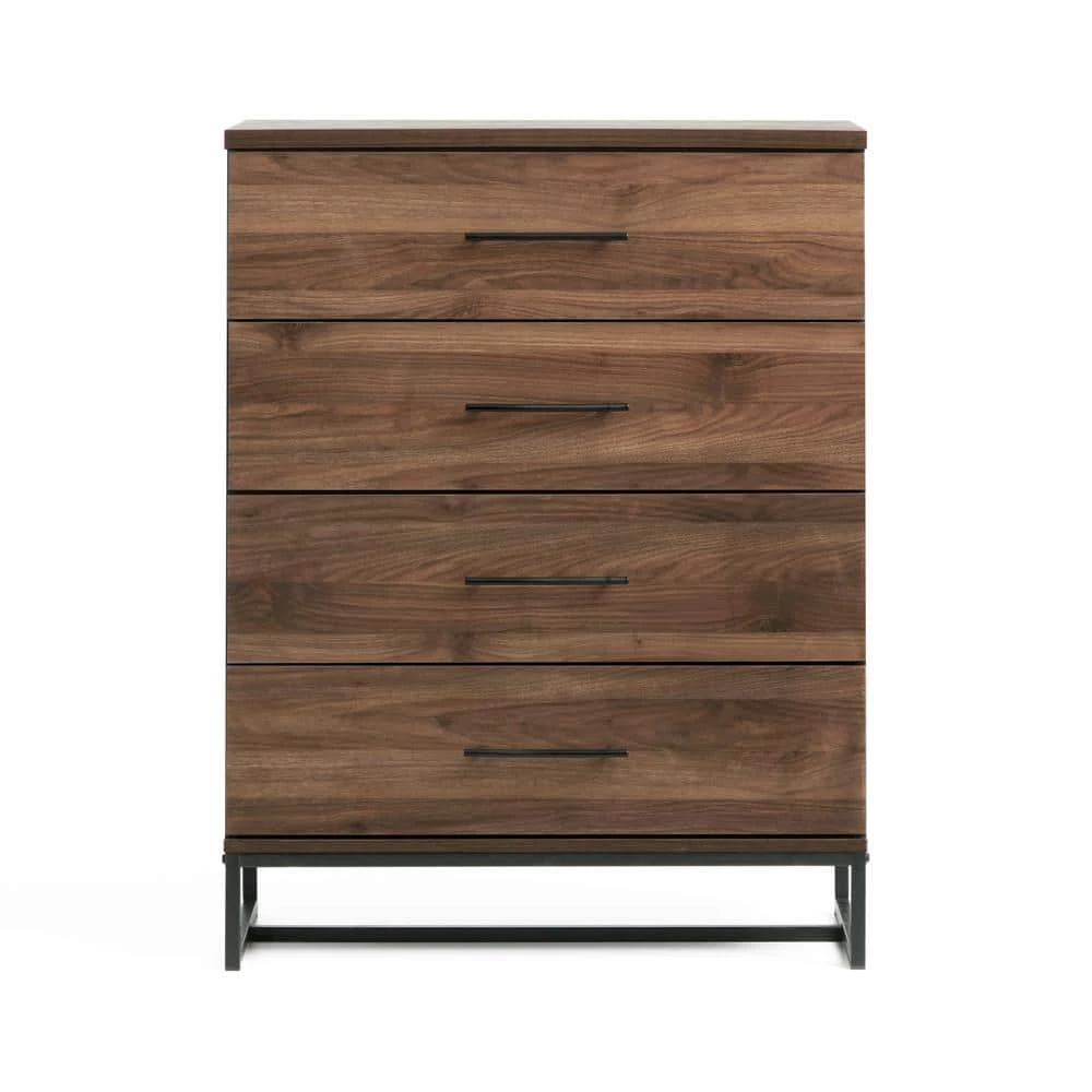 Eleanor 4-Drawer Medium Walnut Contemporary Dresser 42 in. H x 32 in. W x 16 in. L by Brookside 3 Eleanor 4-Drawer Medium Walnut Contemporary Dresser 42 in. H x 32 in. W x 16 in. L by Brookside