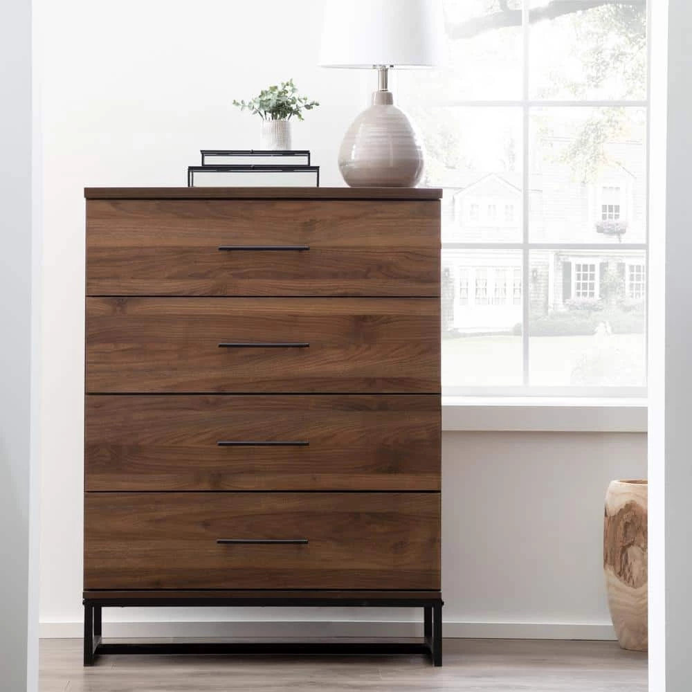 Eleanor 4-Drawer Medium Walnut Contemporary Dresser 42 in. H x 32 in. W x 16 in. L by Brookside 10 Eleanor 4-Drawer Medium Walnut Contemporary Dresser 42 in. H x 32 in. W x 16 in. L by Brookside - Image 8