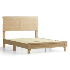 Lily Nautral Twin XL Double Framed Wood Platform Bed with Headboard by Brookside