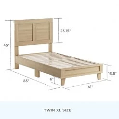 Lily Nautral Twin XL Double Framed Wood Platform Bed with Headboard by Brookside -Cheap sumyeg Store natural brookside platform beds bs0003lbdtxna a0 1000