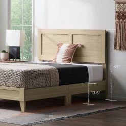 Lily Nautral Twin XL Double Framed Wood Platform Bed with Headboard by Brookside -Cheap sumyeg Store natural brookside platform beds bs0003lbdtxna c3 1000