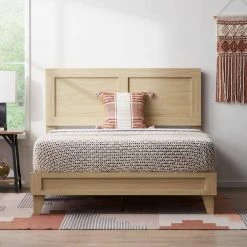 Lily Nautral Twin XL Double Framed Wood Platform Bed with Headboard by Brookside -Cheap sumyeg Store natural brookside platform beds bs0003lbdtxna fa 1000