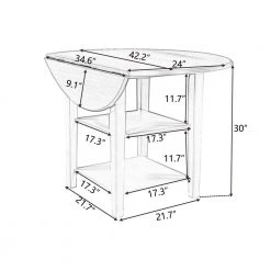 42.30 in. Farmhouse Round Natural + Distressed White Wood Top Dining Table with Drop Leaf and 2-tier Shelves(Seats 4) by Polibi 14 42.30 in. Farmhouse Round Natural + Distressed White Wood Top Dining Table with Drop Leaf and 2-tier Shelves(Seats 4) by Polibi -Cheap sumyeg Store natural distressed white polibi kitchen dining tables rs frnddt 40 1000