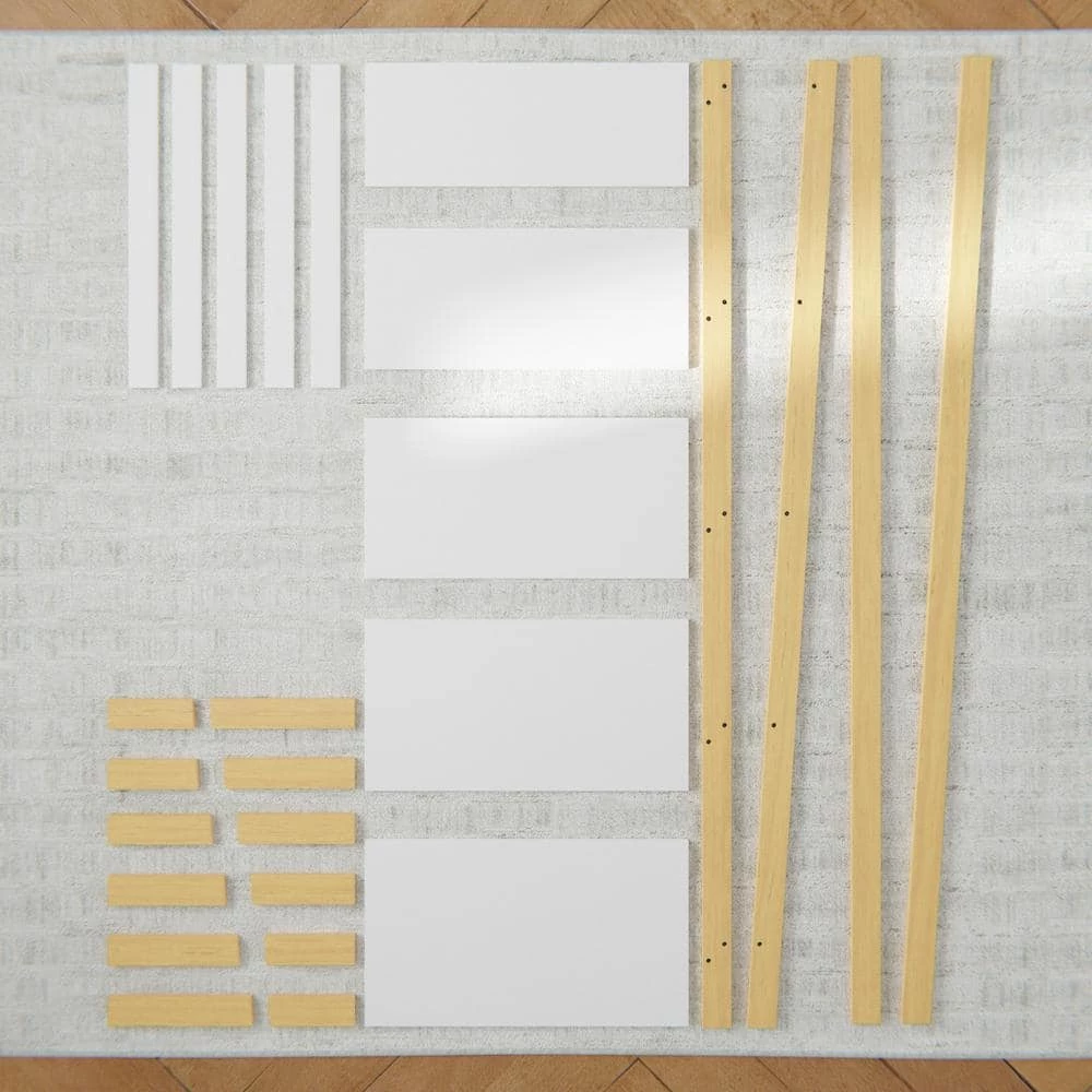 Annabelle 67 in. Natural and White Wood 5-Shelf Tier Ladder Bookcase by Brookside 5 Annabelle 67 in. Natural and White Wood 5-Shelf Tier Ladder Bookcase by Brookside - Image 3