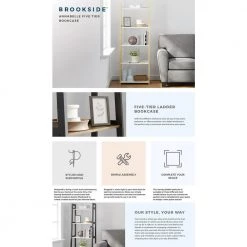 Annabelle 67 in. Natural and White Wood 5-Shelf Tier Ladder Bookcase by Brookside 17 Annabelle 67 in. Natural and White Wood 5-Shelf Tier Ladder Bookcase by Brookside -Cheap sumyeg Store natural white brookside bookcases bookshelves bs0001bks67nw 66 1000