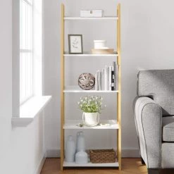 Annabelle 67 in. Natural and White Wood 5-Shelf Tier Ladder Bookcase by Brookside 23 Annabelle 67 in. Natural and White Wood 5-Shelf Tier Ladder Bookcase by Brookside -Cheap sumyeg Store natural white brookside bookcases bookshelves bs0001bks67nw 76 1000