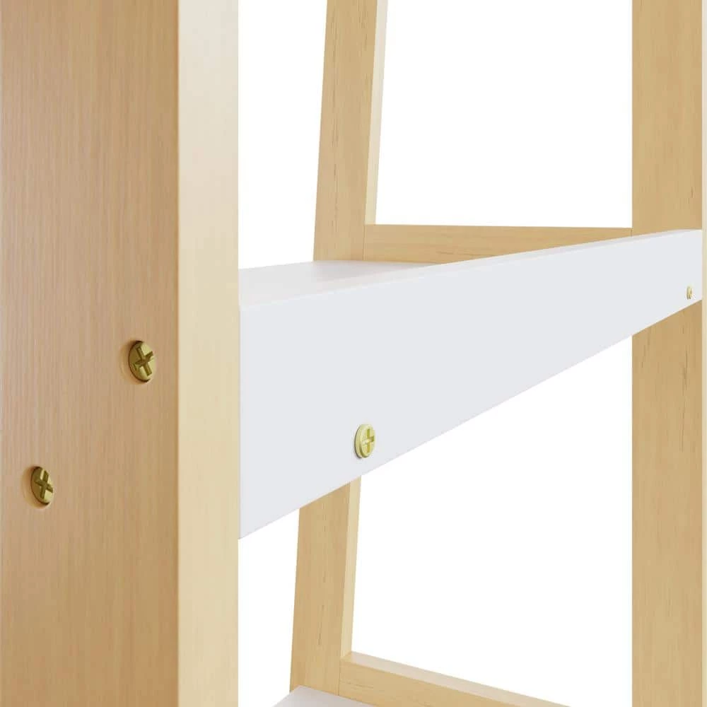 Annabelle 67 in. Natural and White Wood 5-Shelf Tier Ladder Bookcase by Brookside 13 Annabelle 67 in. Natural and White Wood 5-Shelf Tier Ladder Bookcase by Brookside - Image 11